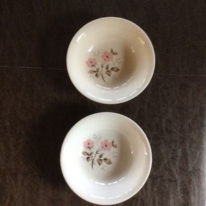 Vintage Mid-century Modern Individual Bowls, set of 2, pink and brown floral